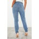 PRETTYLITTLETHING Mid Blue Ripped Mom Jeans PRETTYLITTLETHING Mid Blue Ripped Mom Jeans