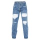 PRETTYLITTLETHING Mid Blue Ripped Mom Jeans PRETTYLITTLETHING Mid Blue Ripped Mom Jeans