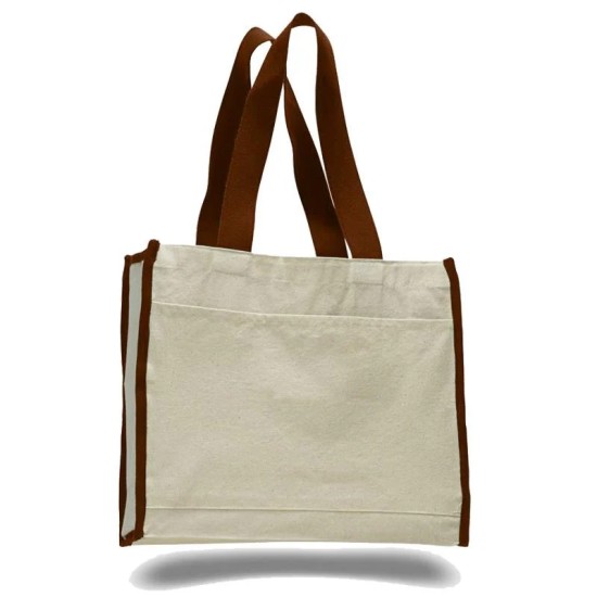 Heavy Duty Gusseted Canvas Tote with Colored Handles Heavy Duty Gusseted Canvas Tote with Colored Handles