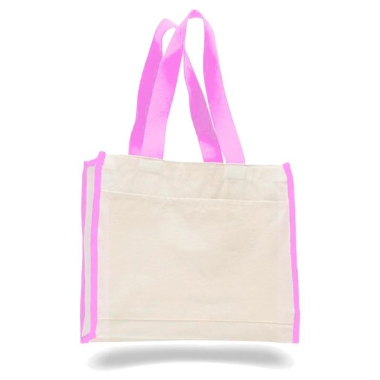 Heavy Duty Gusseted Canvas Tote with Colored Handles Heavy Duty Gusseted Canvas Tote with Colored Handles