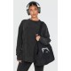 PRETTYLITTLETHING Black Embossed Logo Washed Long Sleeve T-shirt PRETTYLITTLETHING Black Embossed Logo Washed Long Sleeve T-shirt