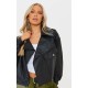 Black Textured Look Faux Leather Biker Jacket Black Textured Look Faux Leather Biker Jacket