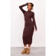Chocolate Turtle Neck Knitted Bodycon Maxi Dress Chocolate Turtle Neck Knitted Bodycon Maxi Dress