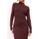 Chocolate Turtle Neck Knitted Bodycon Maxi Dress Chocolate Turtle Neck Knitted Bodycon Maxi Dress