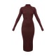 Chocolate Turtle Neck Knitted Bodycon Maxi Dress Chocolate Turtle Neck Knitted Bodycon Maxi Dress