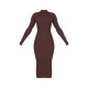 Chocolate Turtle Neck Knitted Bodycon Maxi Dress Chocolate Turtle Neck Knitted Bodycon Maxi Dress