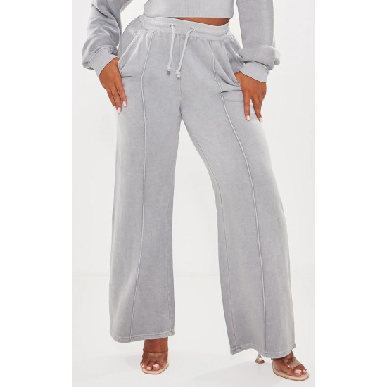Shape Light Grey Sweat Seam Detail Wide Leg Sweatpants Shape Light Grey Sweat Seam Detail Wide Leg Sweatpants