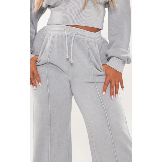 Shape Light Grey Sweat Seam Detail Wide Leg Sweatpants Shape Light Grey Sweat Seam Detail Wide Leg Sweatpants
