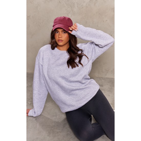 Ash Grey Oversized Cropped Crewneck Sweatshirt Ash Grey Oversized Cropped Crewneck Sweatshirt