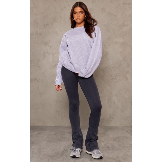 Ash Grey Oversized Cropped Crewneck Sweatshirt Ash Grey Oversized Cropped Crewneck Sweatshirt