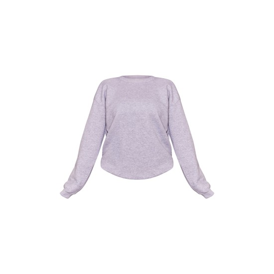 Ash Grey Oversized Cropped Crewneck Sweatshirt Ash Grey Oversized Cropped Crewneck Sweatshirt