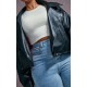Plus Black Faux Leather Contrast Quilted Lining Oversized Biker Jacket Plus Black Faux Leather Contrast Quilted Lining Oversized Biker Jacket