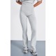 PRETTYLITTLETHING Pale Grey Printed Flared Pants PRETTYLITTLETHING Pale Grey Printed Flared Pants