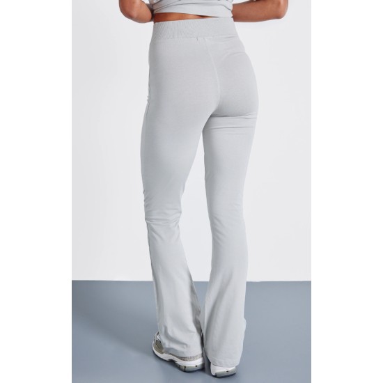 PRETTYLITTLETHING Pale Grey Printed Flared Pants PRETTYLITTLETHING Pale Grey Printed Flared Pants