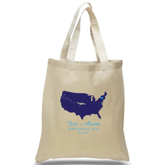Airplane Route Tote for Weddings and Travel Airplane Route Tote for Weddings and Travel
