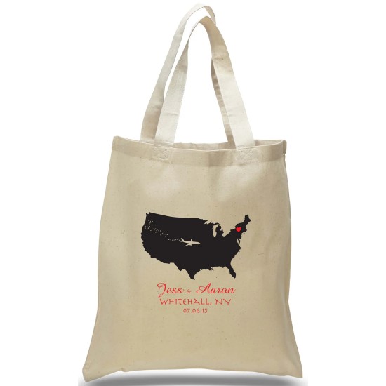 Airplane Route Tote for Weddings and Travel Airplane Route Tote for Weddings and Travel