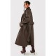 Petite Chocolate Faux Leather Buckle Trench Coat Petite Chocolate Faux Leather Buckle Trench Coat