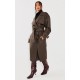 Petite Chocolate Faux Leather Buckle Trench Coat Petite Chocolate Faux Leather Buckle Trench Coat