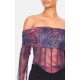 Purple Mesh Bardot Boning Corset Purple Mesh Bardot Boning Corset
