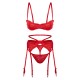 Red Floral Scalloped Edge Lace 3 Piece Lingerie Set Red Floral Scalloped Edge Lace 3 Piece Lingerie Set