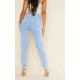 Light Blue Wash Asymmetric Waistband Long Straight Leg Jeans Light Blue Wash Asymmetric Waistband Long Straight Leg Jeans