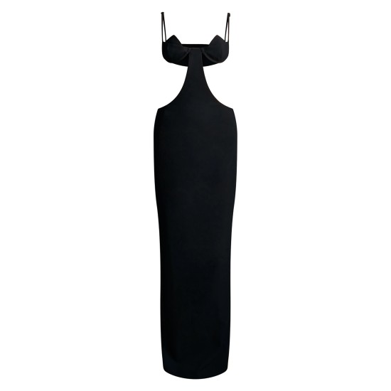 PLT Label Black Extreme Cut Out Bust Detail Tailored Maxi Dress PLT Label Black Extreme Cut Out Bust Detail Tailored Maxi Dress