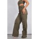 Khaki Twill Pocket Detail High Waist Cargo Pants Khaki Twill Pocket Detail High Waist Cargo Pants