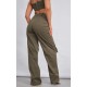 Khaki Twill Pocket Detail High Waist Cargo Pants Khaki Twill Pocket Detail High Waist Cargo Pants