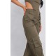 Khaki Twill Pocket Detail High Waist Cargo Pants Khaki Twill Pocket Detail High Waist Cargo Pants
