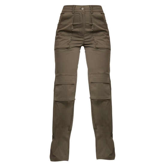 Khaki Twill Pocket Detail High Waist Cargo Pants Khaki Twill Pocket Detail High Waist Cargo Pants
