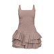 Taupe Stretch Woven Extreme Pleated Shift Dress Taupe Stretch Woven Extreme Pleated Shift Dress
