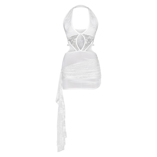 White Lace Extreme Cut Out Frill Detail Mini Dress White Lace Extreme Cut Out Frill Detail Mini Dress