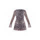Leopard Mesh Long Sleeve Tie Back Shift Dress Leopard Mesh Long Sleeve Tie Back Shift Dress