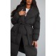 Maternity Black Oversized Collar Belted Longline Puffer Coat Maternity Black Oversized Collar Belted Longline Puffer Coat