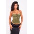 Olive Satin Pleated Bust Pointed Hem Corset