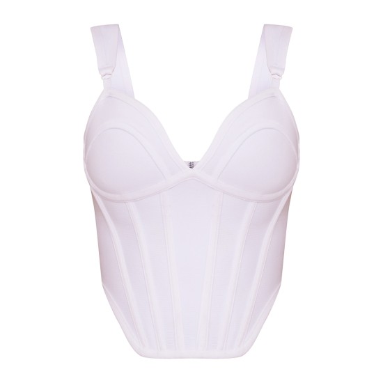White Bandage Dip Hem Bust Cup Corset White Bandage Dip Hem Bust Cup Corset