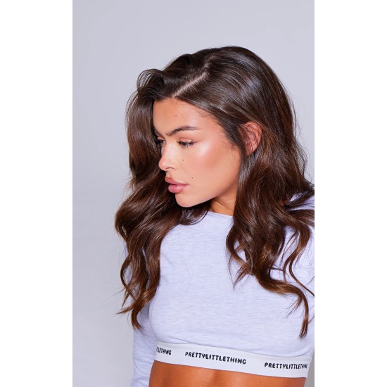 PRETTYLITTLETHING Tape Grey Marl Long Sleeve PJ Top PRETTYLITTLETHING Tape Grey Marl Long Sleeve PJ Top