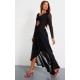Black Mesh Long Sleeve Frill Detail Cut Out Maxi Dress Black Mesh Long Sleeve Frill Detail Cut Out Maxi Dress