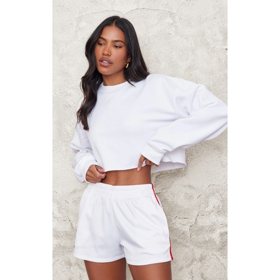White Crop Oversized Fit Sweatshirt White Crop Oversized Fit Sweatshirt