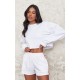 White Crop Oversized Fit Sweatshirt White Crop Oversized Fit Sweatshirt