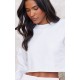 White Crop Oversized Fit Sweatshirt White Crop Oversized Fit Sweatshirt