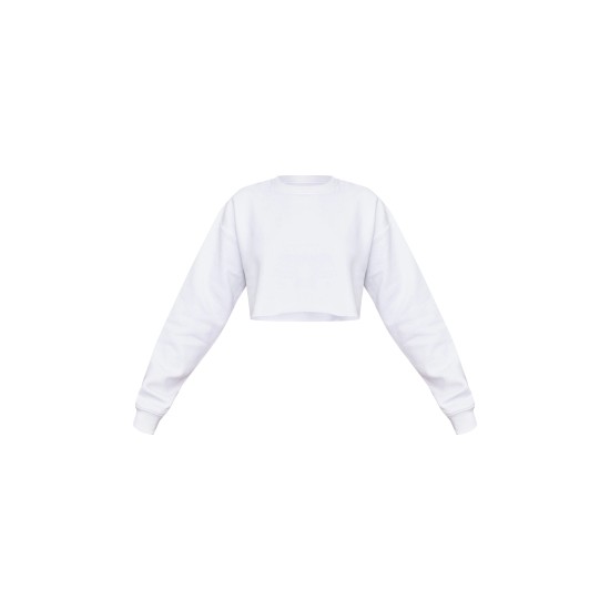 White Crop Oversized Fit Sweatshirt White Crop Oversized Fit Sweatshirt