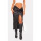 Black Faux Leather Twist Detail Front Midi Skirt Black Faux Leather Twist Detail Front Midi Skirt