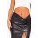 Black Faux Leather Twist Detail Front Midi Skirt Black Faux Leather Twist Detail Front Midi Skirt