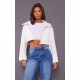 Cream Wool Look Pocket Detail Cropped Jacket Cream Wool Look Pocket Detail Cropped Jacket