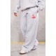 Grey Marl Cherry Print Oversized Wide Leg Sweatpants Grey Marl Cherry Print Oversized Wide Leg Sweatpants