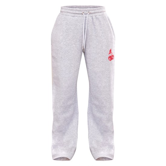 Grey Marl Cherry Print Oversized Wide Leg Sweatpants Grey Marl Cherry Print Oversized Wide Leg Sweatpants