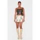 Stone Snake Print Faux Leather Frill Hem Mini Skirt Stone Snake Print Faux Leather Frill Hem Mini Skirt