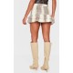 Stone Snake Print Faux Leather Frill Hem Mini Skirt Stone Snake Print Faux Leather Frill Hem Mini Skirt