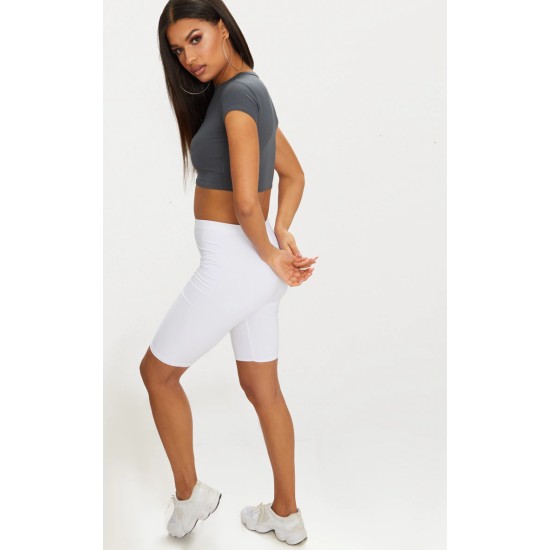 Basic Charcoal Grey Short Sleeve Crop T Shirt Basic Charcoal Grey Short Sleeve Crop T Shirt